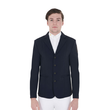 Veste de concours homme avec logo brodé contrasté Equestro Marine blazer Bleu marine