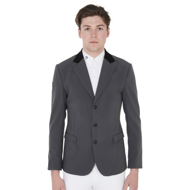 Veste de concours homme 3 boutons Elegance Equestro Gris / noir Veste de concours homme 3 boutons Elegance Equestro Gris / noir