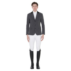 Veste de concours homme 3 boutons Elegance Equestro Gris / noir Veste de concours homme 3 boutons Elegance Equestro Gris / noir