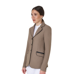Veste de concours femme en tissu technique stretch Equestro Walnut Marron