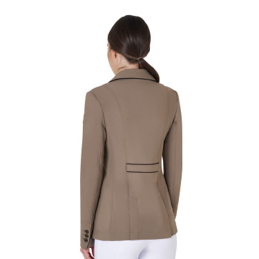 Veste de concours femme en tissu technique stretch Equestro Walnut Marron