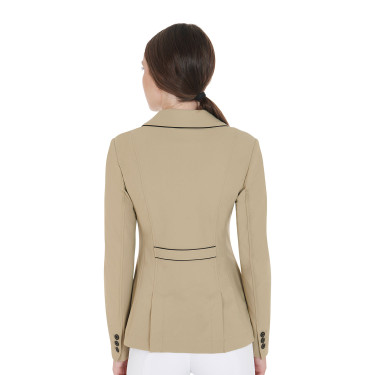 Wedstrijdjas dames in technische stretchstof Equestro Wierook Beige
