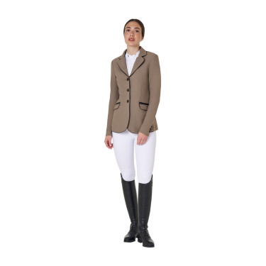 Veste de concours femme en tissu technique stretch Equestro Walnut Marron