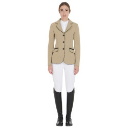 Veste de concours femme en tissu technique stretch Equestro Encens Beige Veste de concours femme en tissu technique stretch Equestro Encens Beige