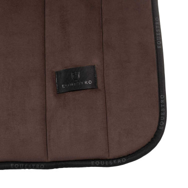 Tapis de selle obstacle en velours et tissu technique Equestro Marron / noir