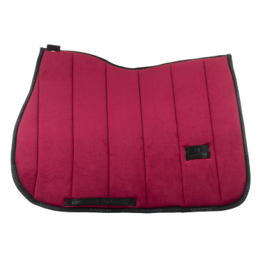 Tapis de selle obstacle en velours et tissu technique Equestro Vin / noir Rouge