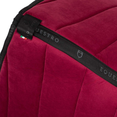 Tapis de selle obstacle en velours et tissu technique Equestro Vin / noir Rouge