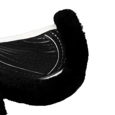 Tapis de saut Numnah avec grip en gel des deux côtés et bordure en mouton complet Acavallo Blanc / noir