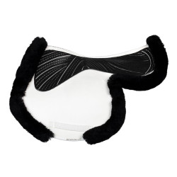 Springdeken Numnah met gelgrip aan beide zijden en volledige schapenvacht rand Acavallo Wit / zwart