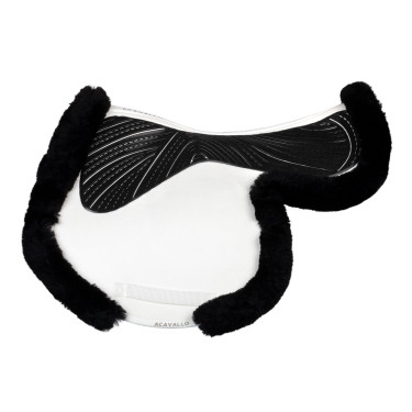 Tapis de saut Numnah avec grip en gel des deux côtés et bordure en mouton complet Acavallo Blanc / noir