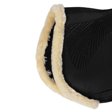 Tapis de saut Numnah avec grip en gel des deux côtés et bordure en mouton complet Acavallo Noir / naturel