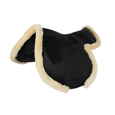 Tapis de saut Numnah avec grip en gel des deux côtés et bordure en mouton complet Acavallo Noir / naturel