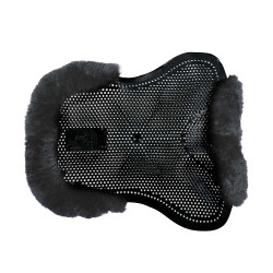 Amortisseur gel poney avec découpe et bordure en peau de mouton Classic Acavallo Noir / gris