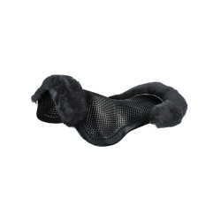 Amortisseur gel poney avec découpe et bordure en peau de mouton Classic Acavallo Noir / gris