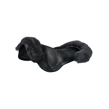 Gel schokdemper pony met uitsnijding en rand van schapenvacht Classic Acavallo Zwart / grijs