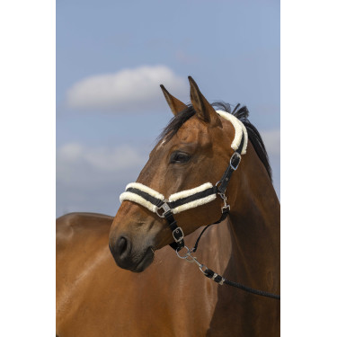 Halster Equithème Nylon Schapenvacht Zwart / wit Halster Equithème Nylon Schapenvacht Zwart / wit