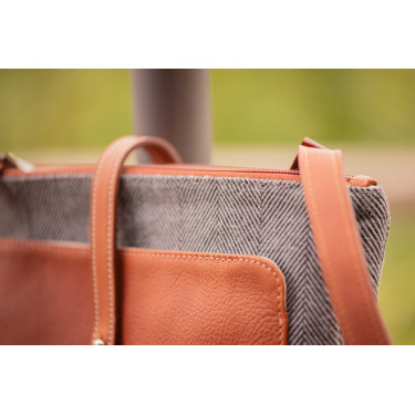 Sac Pénélope Pablito grand modèle Motif chevron / cognac Marron