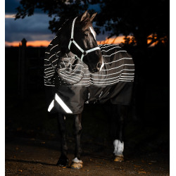 Couverture Horseware Amigo 1200D FieldSafe Reflectech Plus Turnout 250g Noir / noir réfléchissant