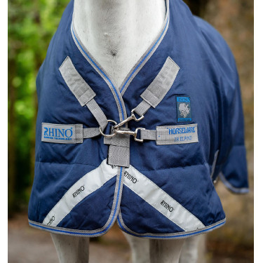 Buitendeken Horseware Rhino® Plus Pony 250g Zwart / titaniumgrijs / klassiek blauw