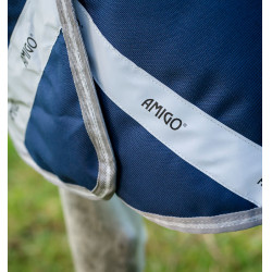 Couverture Horseware Amigo 1200D FieldSafe Plus Turnout 100g Marine / gris titane / argent Bleu marine