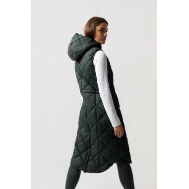 Lange mouwloze gewatteerde bodywarmer Gem B Vertigo Groene scarabee