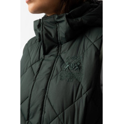 Lange mouwloze gewatteerde bodywarmer Gem B Vertigo Groene scarabee