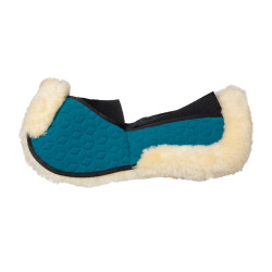 Equestro-schokdemper van elastaan met zakken en schapenvachtvoering Petroleum / natuurlijk