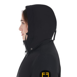 Blouson long femme Equestro déperlante et coupe-vent Noir