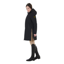 Blouson long femme Equestro déperlante et coupe-vent Noir