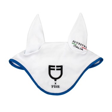 Equestro x FISE oornet van technische stof Wit / Savoisch blauw Equestro x FISE oornet van technische stof Wit / Savoisch blauw
