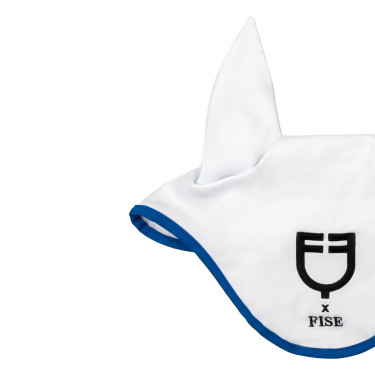 Equestro x FISE oornet van technische stof Wit / Savoisch blauw Equestro x FISE oornet van technische stof Wit / Savoisch blauw