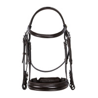 Bride de dressage Equestro en cuir sans rênes Marron foncé
