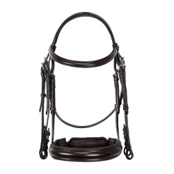 Bride de dressage Equestro en cuir sans rênes Marron foncé