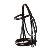 Bride de dressage Equestro en cuir sans rênes Marron foncé