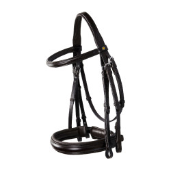 Equestro dressuurhoofdstel van leer zonder teugels Donkerbruin