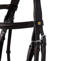 Bride de dressage Equestro en cuir sans rênes Marron foncé