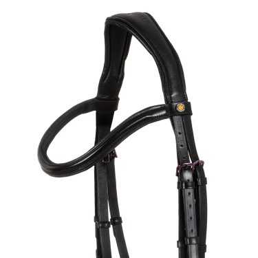 Bridon anatomique Equestro en cuir strass violet Noir