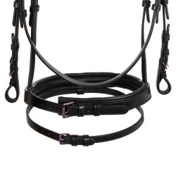 Bridon anatomique Equestro en cuir strass violet Noir