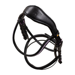 Bridon anatomique Equestro en cuir strass violet Noir