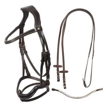 Bridon anatomique Equestro muserolle curvée Marron foncé