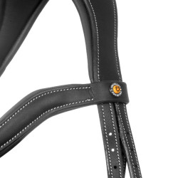 Bridon anglais en cuir souple Equestro à surpiqûres fantaisie Noir