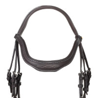 Bridon anglais en cuir souple Equestro à surpiqûres fantaisie Noir