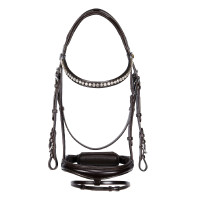 Bridon anglais Equestro en cuir strass neuf Marron foncé Bridon anglais Equestro en cuir strass neuf Marron foncé