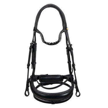 Bridon de dressage Equestro Diamond en cuir Noir