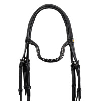 Bridon de dressage Equestro Diamond en cuir Noir