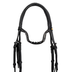 Bridon de dressage Equestro Diamond en cuir Noir