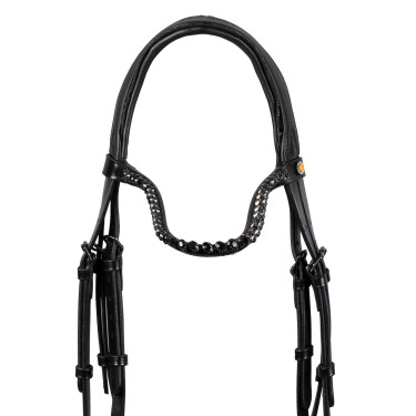 Bridon de dressage Equestro Diamond en cuir Noir