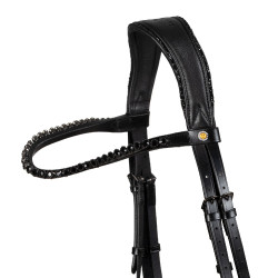 Bridon de dressage Equestro Diamond en cuir Noir
