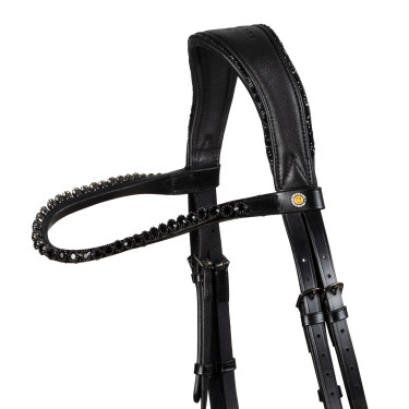 Bridon de dressage Equestro Diamond en cuir Noir