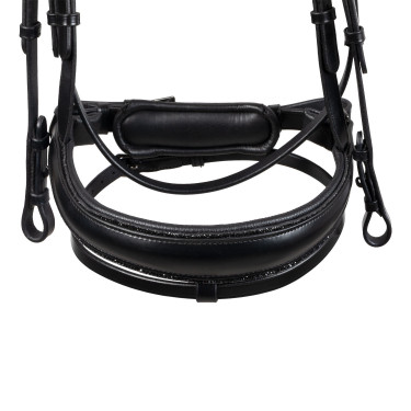 Bridon de dressage Equestro Diamond en cuir Noir